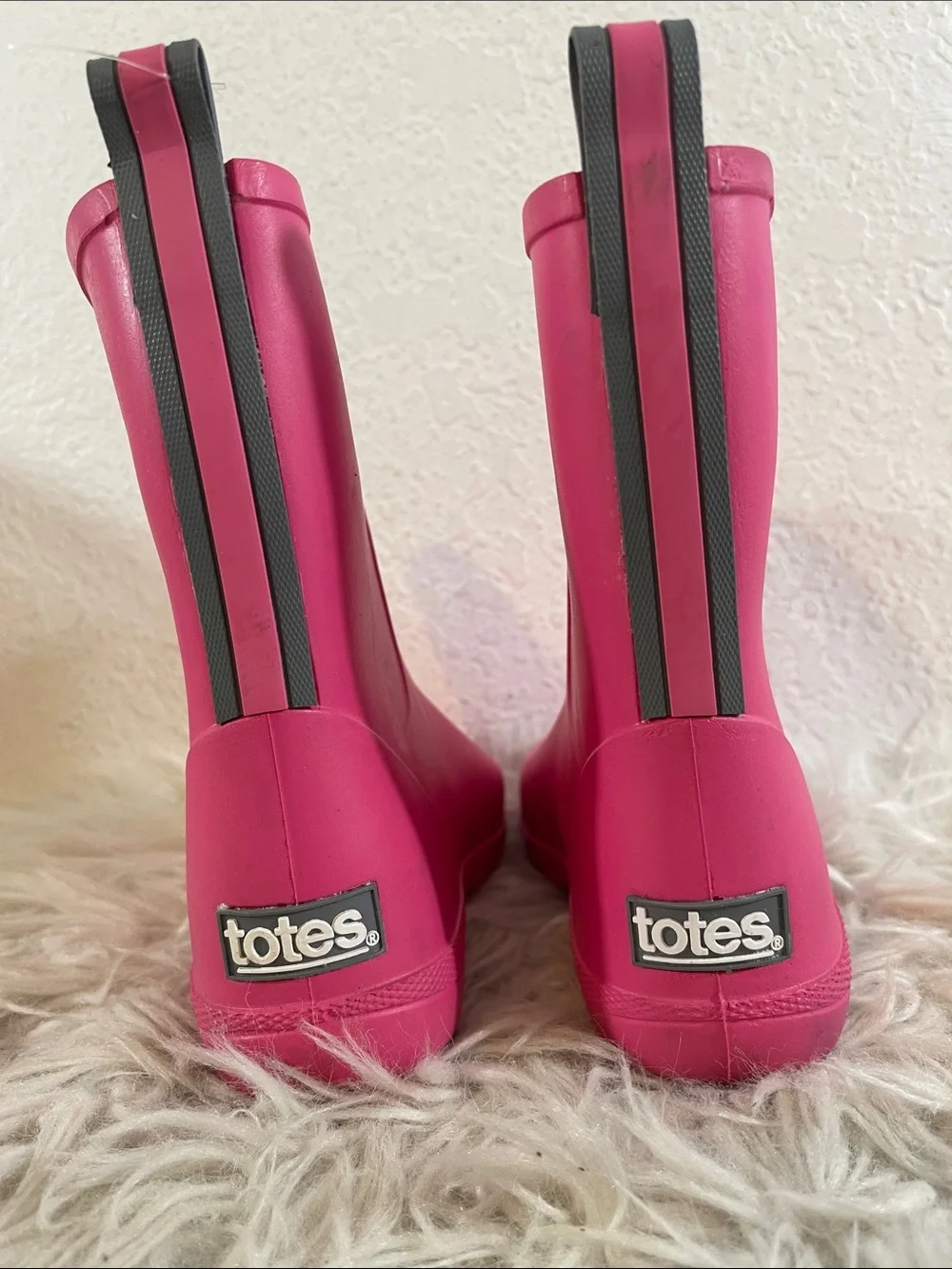 TOTES Everywear Pink Rubber Waterproof Rain Boots Slip In Lightweight Size 13-1